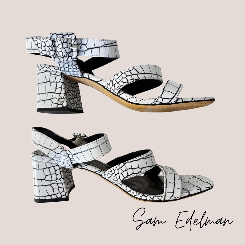Circus by Sam Edelman Zebra Croc Strappy Block Heels – Size 10, Chic & Fun